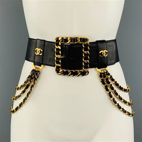 chanel leather and gold chain belt|Chanel belt gold buckle.